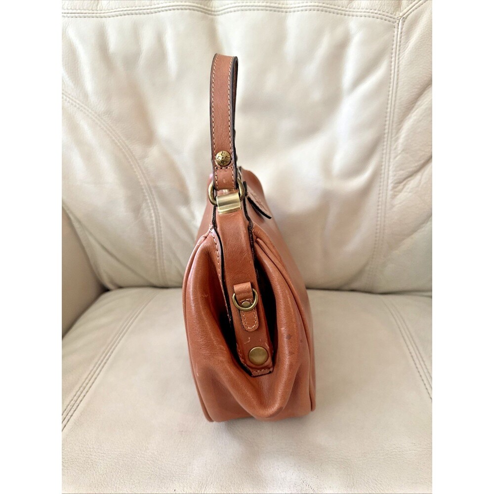 Patricia Nash Leather Gracchi Frame Satchel Bag Brown Top Handle Y2K - Picture 5 of 15
